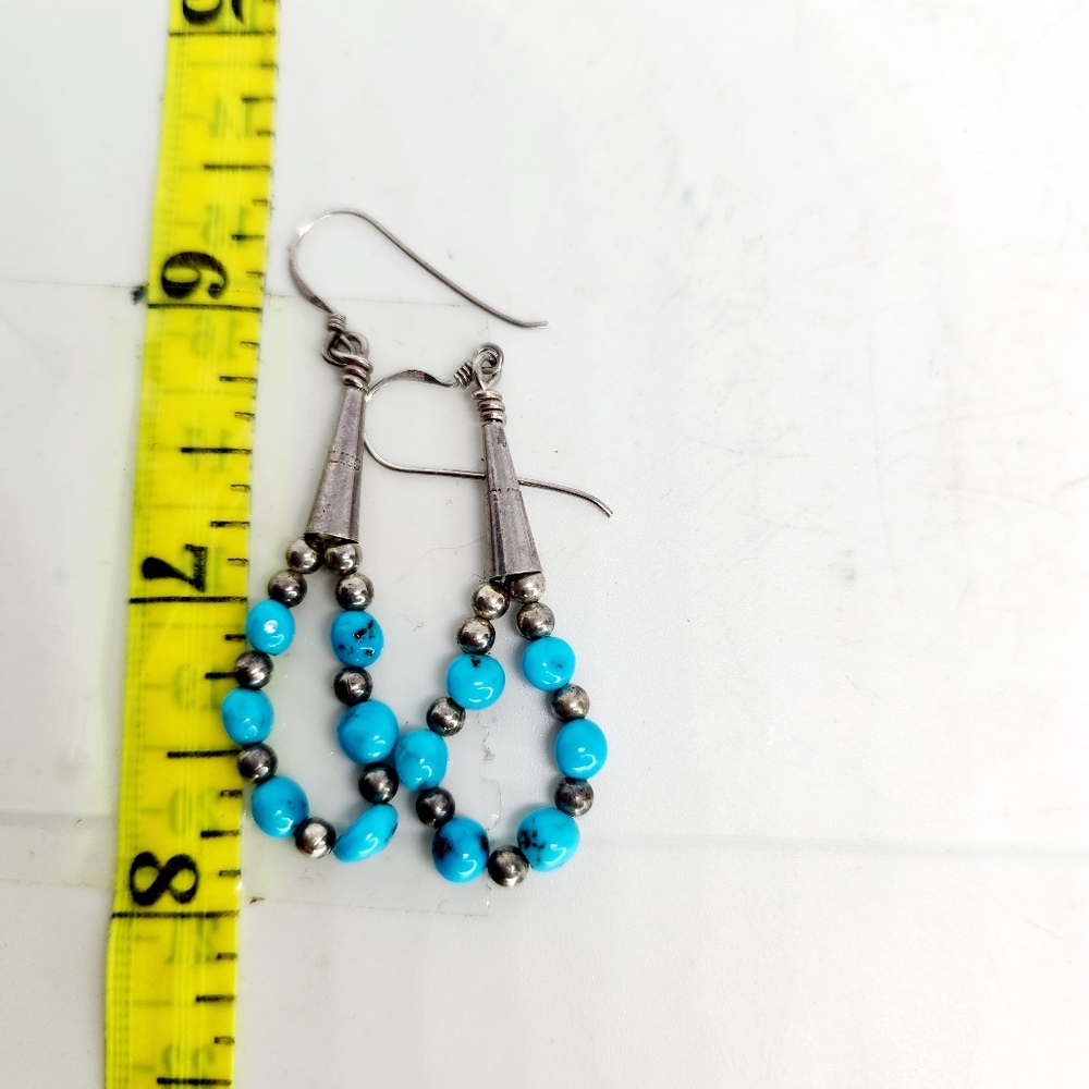 Sleeping Beauty Turquoise 925 Sterling Silver Nugget Bead Necklace & Earring Set - Picture 5 of 13